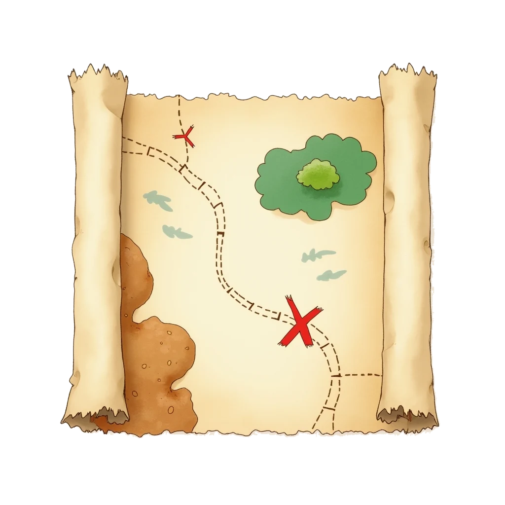 Picture story for the kanji 図, meaning map