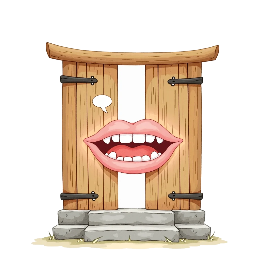 Picture story for the kanji 問, meaning question