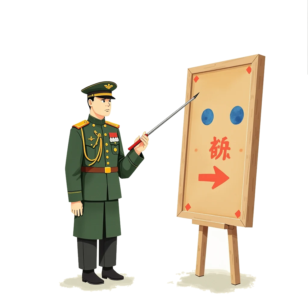 Picture story for the kanji 計, meaning plot
