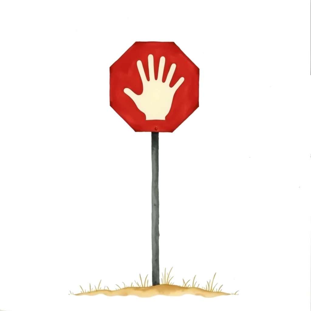 Picture story for the kanji 止, meaning stop