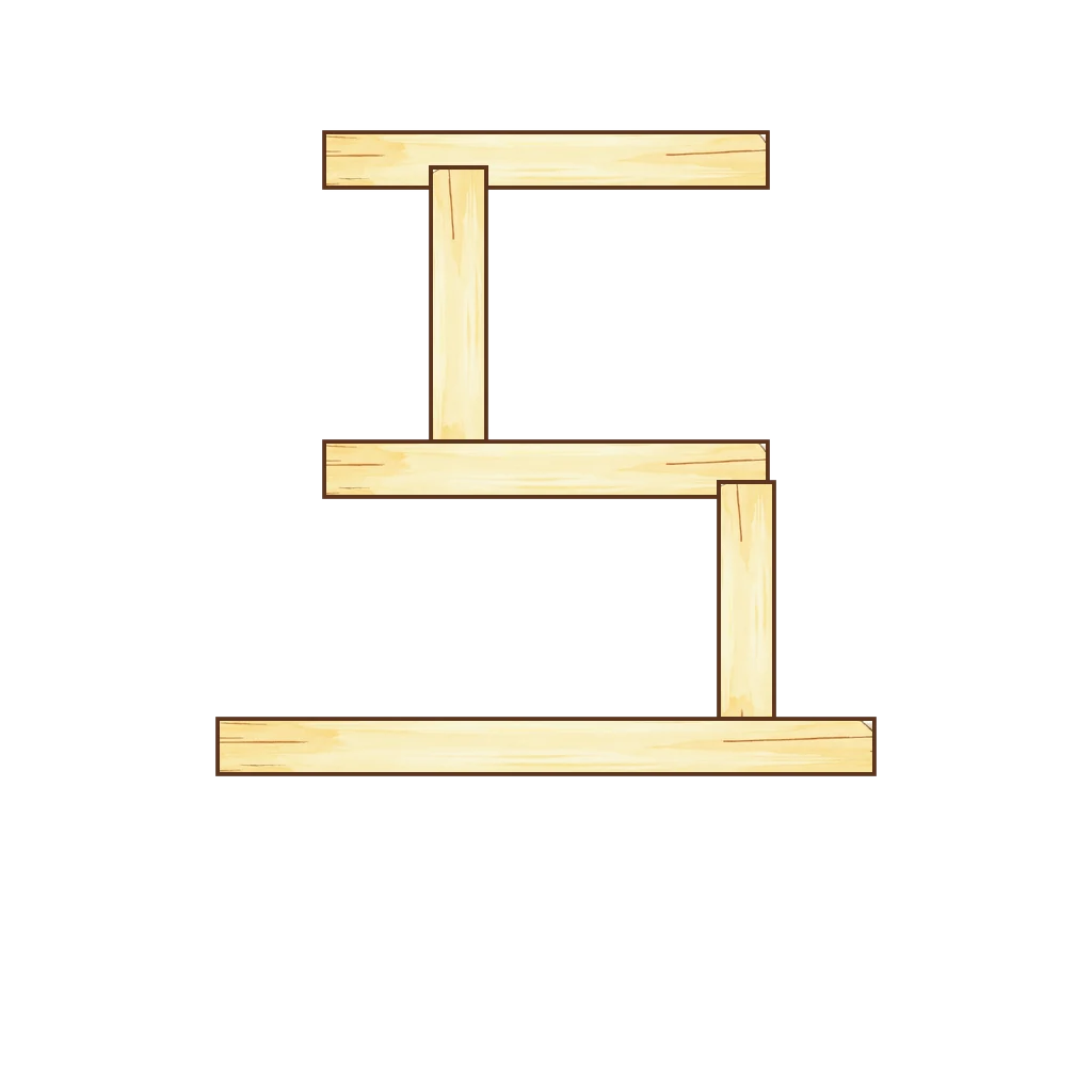 Picture story for the kanji 五, meaning five
