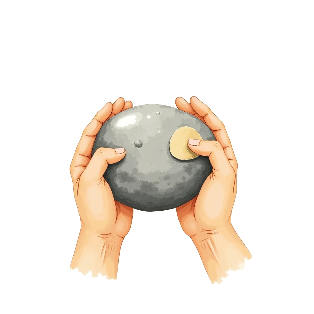 Picture story for the kanji 研, meaning polish