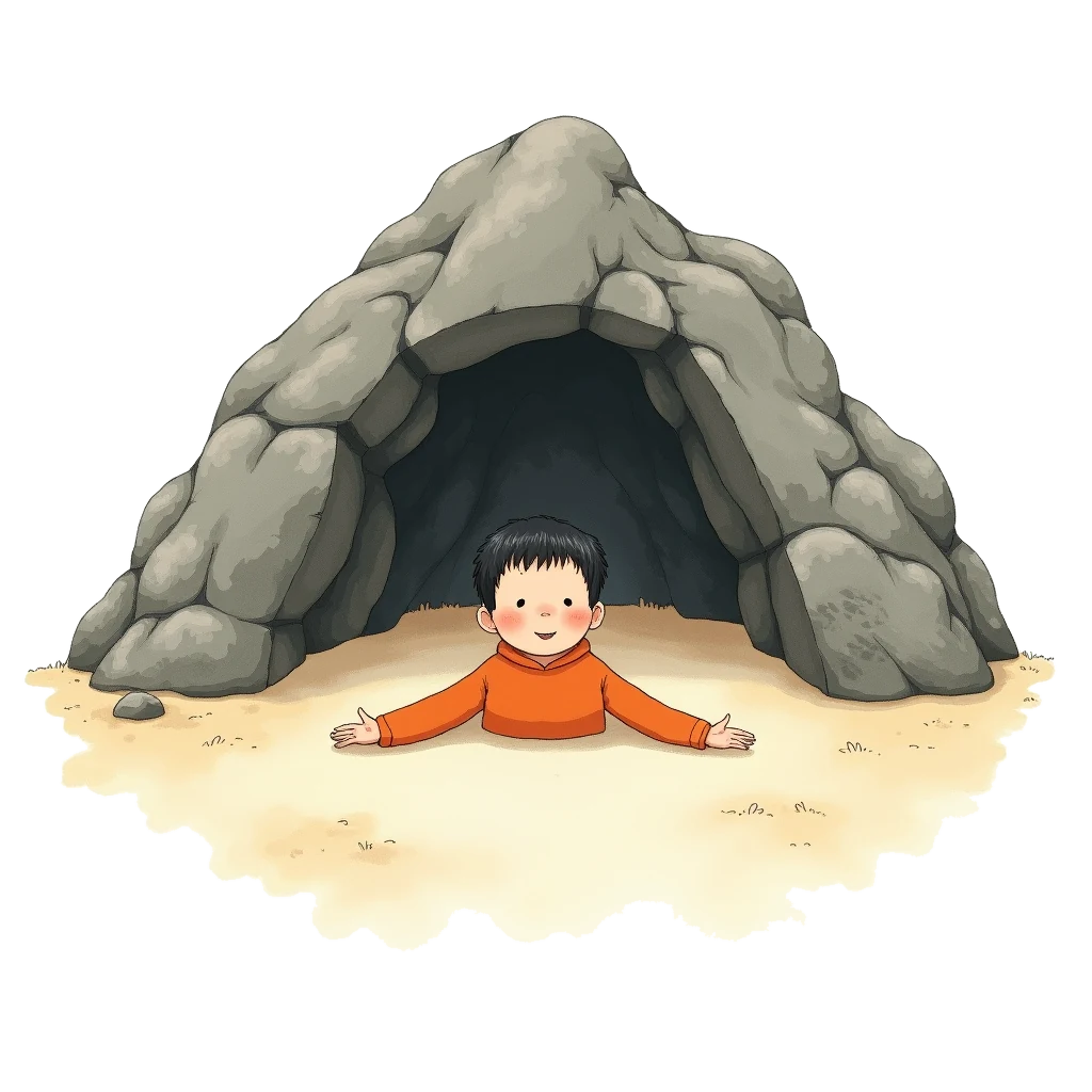 Picture story for the kanji 広, meaning wide
