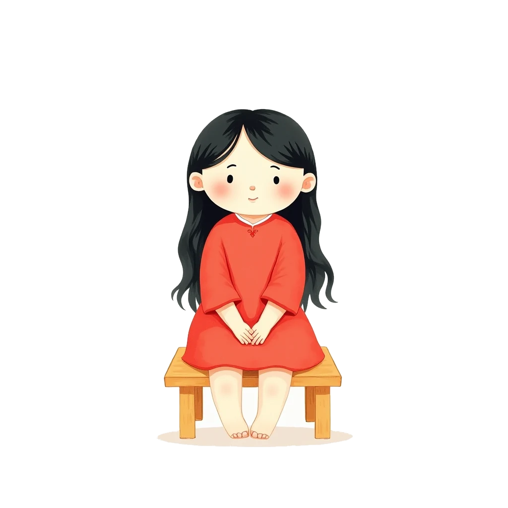 Picture story for the kanji 女, meaning woman